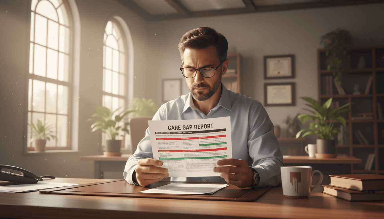 Attorney reviewing care gap analysis report