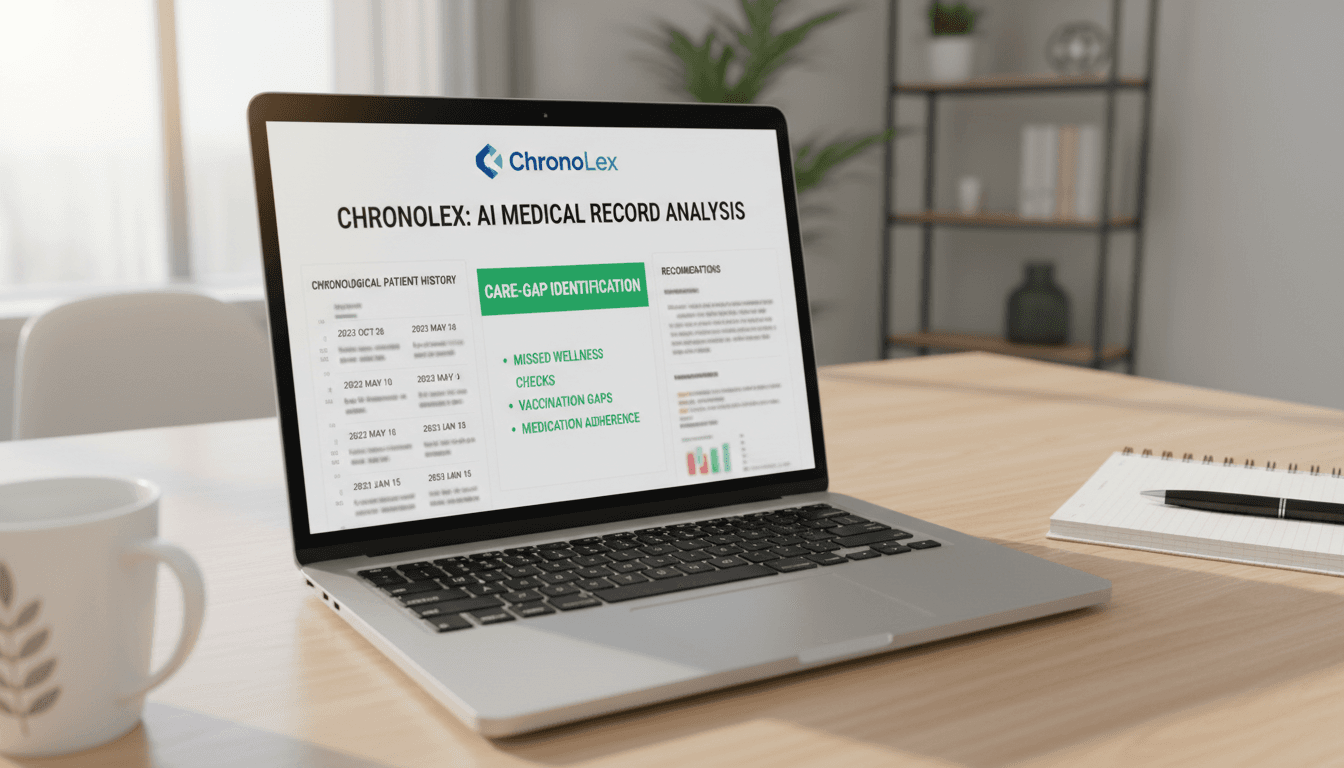 ChronoLex dashboard showing medical analysis interface