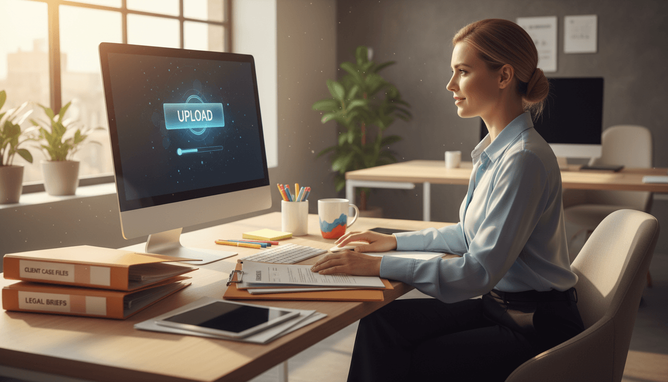 Legal assistant uploading medical records